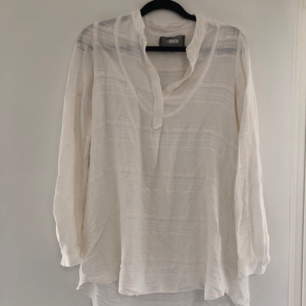 Reformation Long SleeveIvory Linen Top/tunic 4